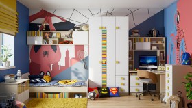 Детская комната Клаксон без машинок (Белый/корпус Клен) в Оренбурге - orenburg.katalogmebeli.com | фото