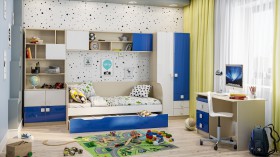 Детская комната Скай Люкс (Синий/Белый/корпус Клен) в Оренбурге - orenburg.katalogmebeli.com | фото