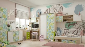 Детская комната Твит (Белый/Зеленый/корпус Клен) в Оренбурге - orenburg.katalogmebeli.com | фото