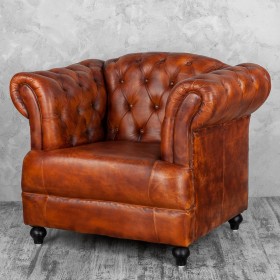 Кресло кожаное Лофт Честер-Нью (Коричневый, Рыжий) в Оренбурге - orenburg.katalogmebeli.com | фото