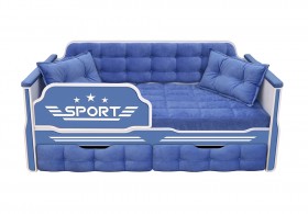 Кровать 160 серии Спорт 2 ящика 85 Синий (подушки) в Оренбурге - orenburg.katalogmebeli.com | фото