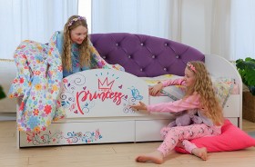 Кровать детская Эльза с бортиком Принцесса Белый/Фиолетовый в Оренбурге - orenburg.katalogmebeli.com | фото