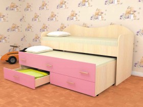 Кровать детская Нимфа двухместная 2.0 Дуб молочный/Розовый в Оренбурге - orenburg.katalogmebeli.com | фото