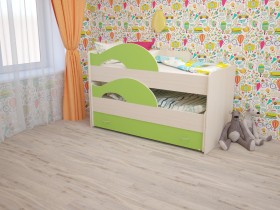 Кровать детская Радуга 1600 Млечный дуб/Салатовый в Оренбурге - orenburg.katalogmebeli.com | фото 1