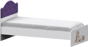 Кровать Каспер с мягкой спинкой и фотопечатью (900х2000)Белый/Фиолетовый в Оренбурге - orenburg.katalogmebeli.com | фото