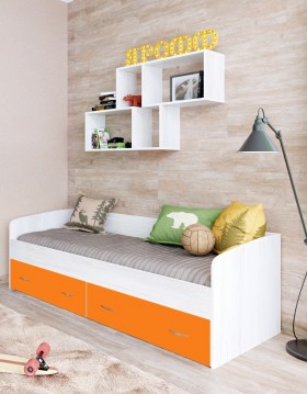 Кровать с выкатными ящиками Винтерберг/Оранжевый в Оренбурге - orenburg.katalogmebeli.com | фото