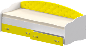 Кровать Софа-8 с мягкой спинкой (900х1900) Белый/Желтый в Оренбурге - orenburg.katalogmebeli.com | фото