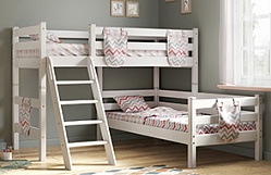 Кровать Соня вариант 8 угловая с наклонной лестницей Белый полупрозрачный в Оренбурге - orenburg.katalogmebeli.com | фото