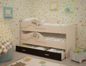 Кровать выкатная Радуга-Сафари детская 1600 Млечный дуб/Венге в Оренбурге - orenburg.katalogmebeli.com | фото