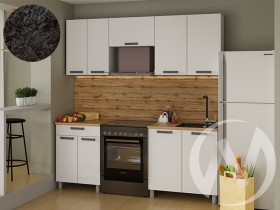 Кухня Кьяра 2.0м с окапом (корпус белый/карбон фарфор) 26мм кастилло темный в Оренбурге - orenburg.katalogmebeli.com | фото