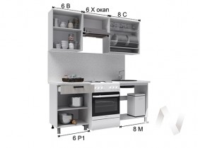 Кухня Салли 2.0 м с окапом (белый/сандал белый, серый/26 мм/дуб вотан) в Оренбурге - orenburg.katalogmebeli.com | фото 3