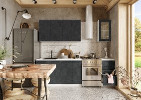 Кухонный гарнитур Нувель 1800мм белый/бетон черный в Оренбурге - orenburg.katalogmebeli.com | фото