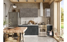 Кухонный гарнитур Нувель 1800мм белый/бетон коричневый/бетон черный в Оренбурге - orenburg.katalogmebeli.com | фото