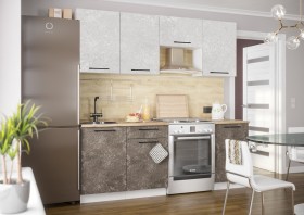 Кухонный гарнитур Нувель 2100мм белый/бетон коричневый в Оренбурге - orenburg.katalogmebeli.com | фото
