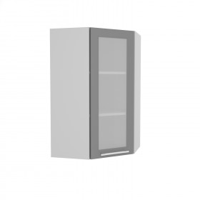 Квадро ВПУС 550 шкаф верхний угловой со стеклом высокий (Железо/корпус Серый) в Оренбурге - orenburg.katalogmebeli.com | фото