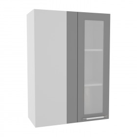 Квадро ВПУС 650 шкаф верхний угловой со стеклом высокий (Ваниль кожа/корпус Серый) в Оренбурге - orenburg.katalogmebeli.com | фото