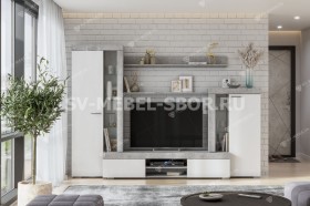 Мебель для гостиной МГС 5 Цемент светлый / Белый в Оренбурге - orenburg.katalogmebeli.com | фото