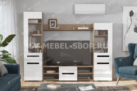 Мебель для гостиной МГС 6 (Исполнение 1/Дуб золотой/Белый глянец) в Оренбурге - orenburg.katalogmebeli.com | фото