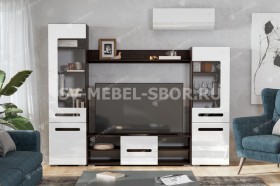 Мебель для гостиной МГС 6 (Исполнение 1/Венге/Белый глянец) в Оренбурге - orenburg.katalogmebeli.com | фото