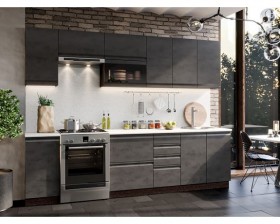 Модульная кухня Бруклин 2,8 м (Бетон черный/Венге) в Оренбурге - orenburg.katalogmebeli.com | фото