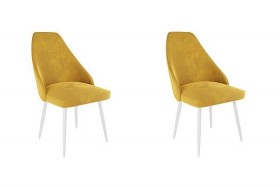 Набор стульев Милан 2 шт (желтый велюр/белый) в Оренбурге - orenburg.katalogmebeli.com | фото