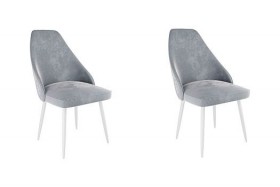 Набор стульев Милан 2 шт (серый велюр/белый) в Оренбурге - orenburg.katalogmebeli.com | фото