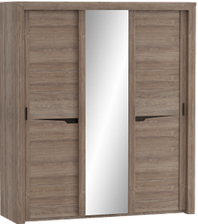 Шкаф трехдверный Соренто с раздвижными дверями Дуб стирлинг/Кофе структурный матовый в Оренбурге - orenburg.katalogmebeli.com | фото