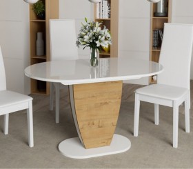 Стол обеденный «Монреаль» Тип 1 (Белый глянец/Бунратти) в Оренбурге - orenburg.katalogmebeli.com | фото