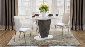 Стол обеденный «Монреаль» Тип 1 (Белый глянец/Моод темный) в Оренбурге - orenburg.katalogmebeli.com | фото
